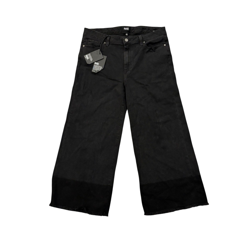 NWT Paige Lori Blocked Wide Cuff Crop Jeans Frayed Hem Distressed Pocket Sz 32